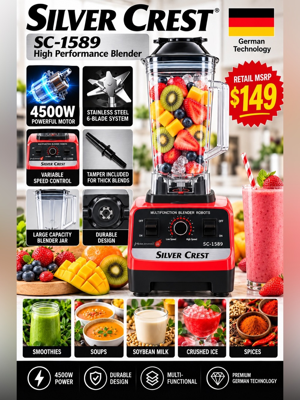 SILVER CREST 4 IN 1 BLENDER